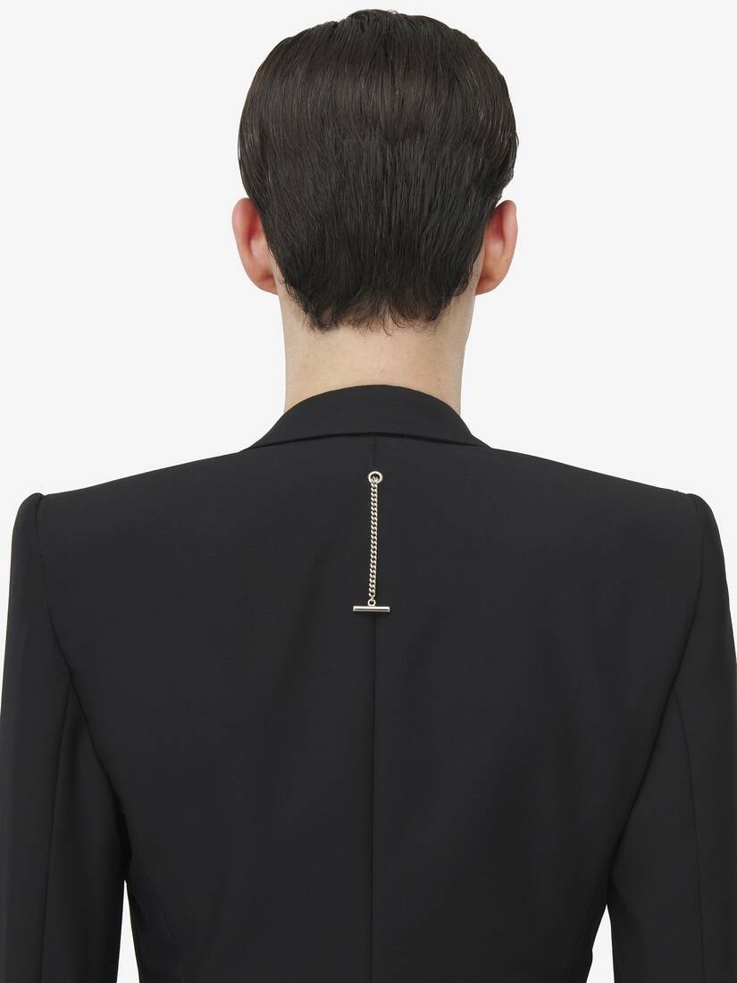 Stacked Shoulder Single-breasted Jacket - 5
