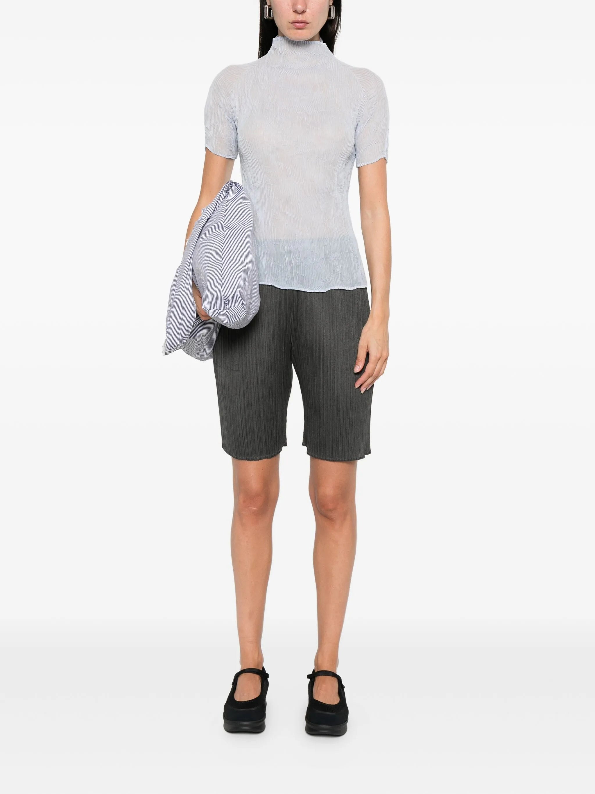 elasticated-waist pleated shorts - 2