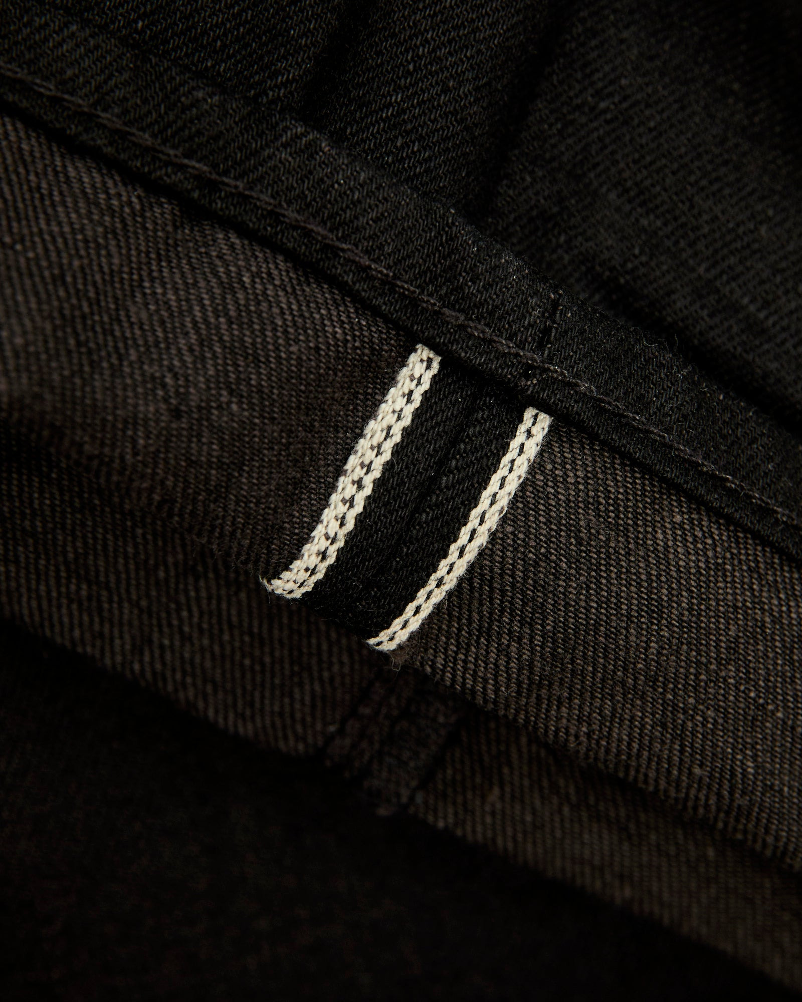 14oz Rinsed Black Selvedge Denim - Full Straight Fit - 12