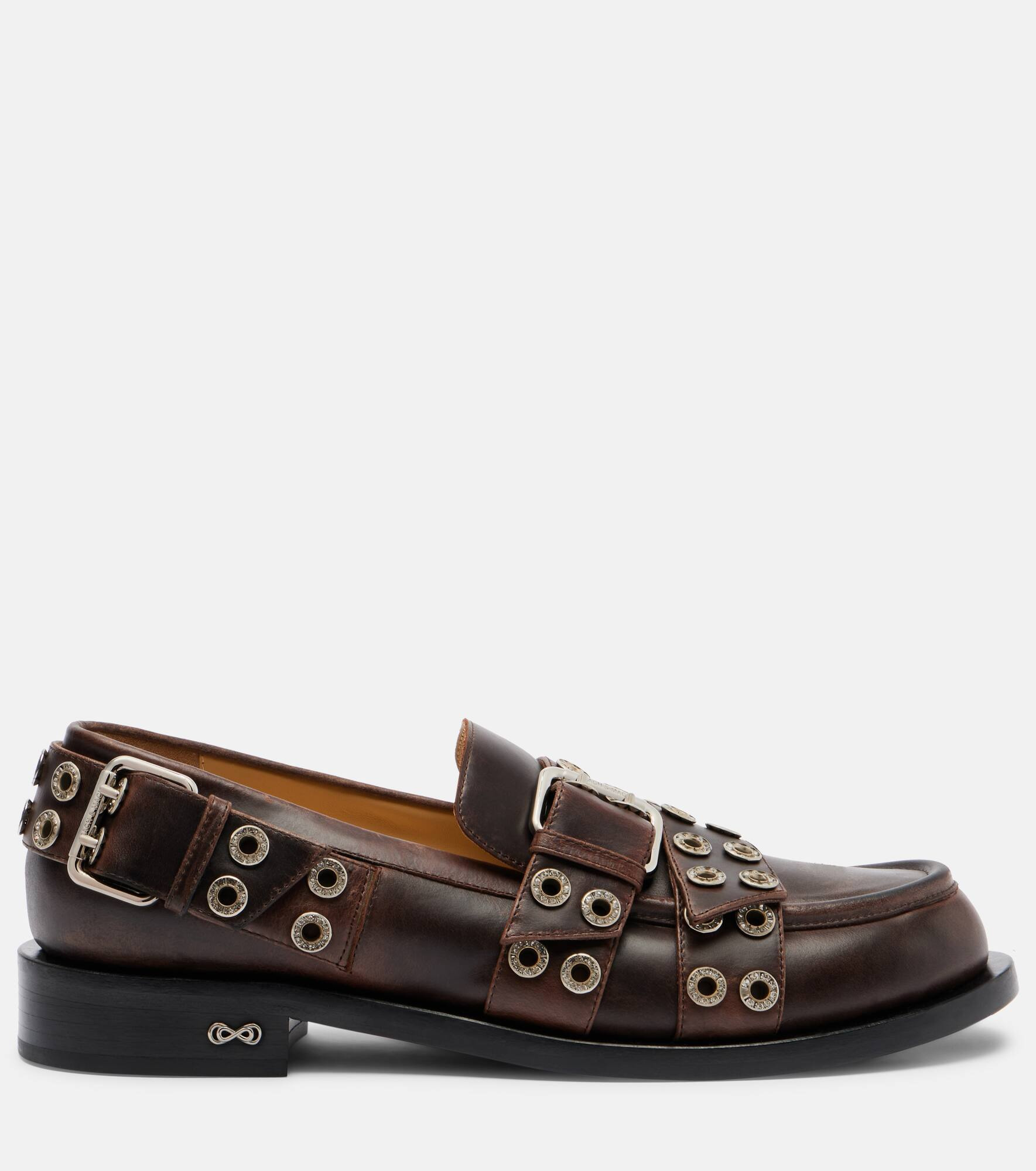 Buckle Belt leather loafers - 4