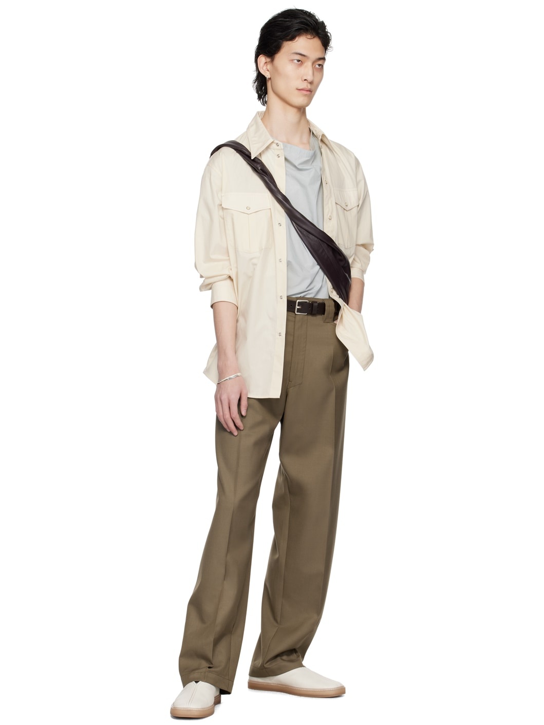 Taupe Straight Trousers - 5