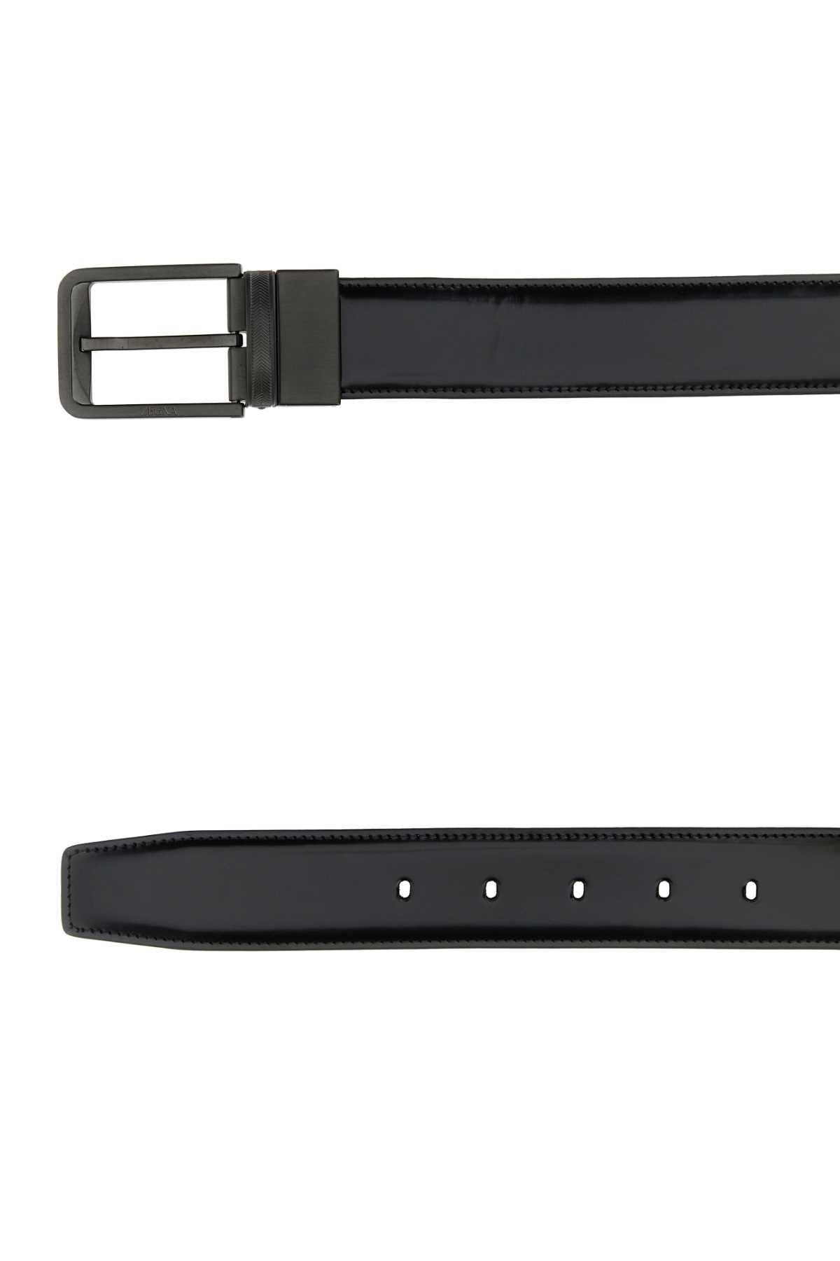 Zegna Men Black Leather Reversible Belt - 2