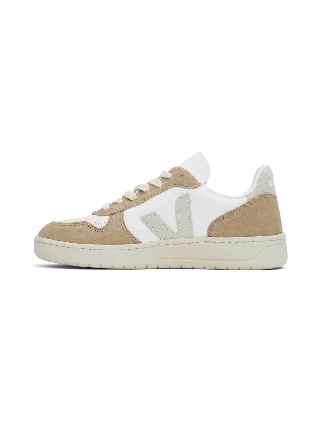 Beige & White V-10 Leather Sneakers - 3