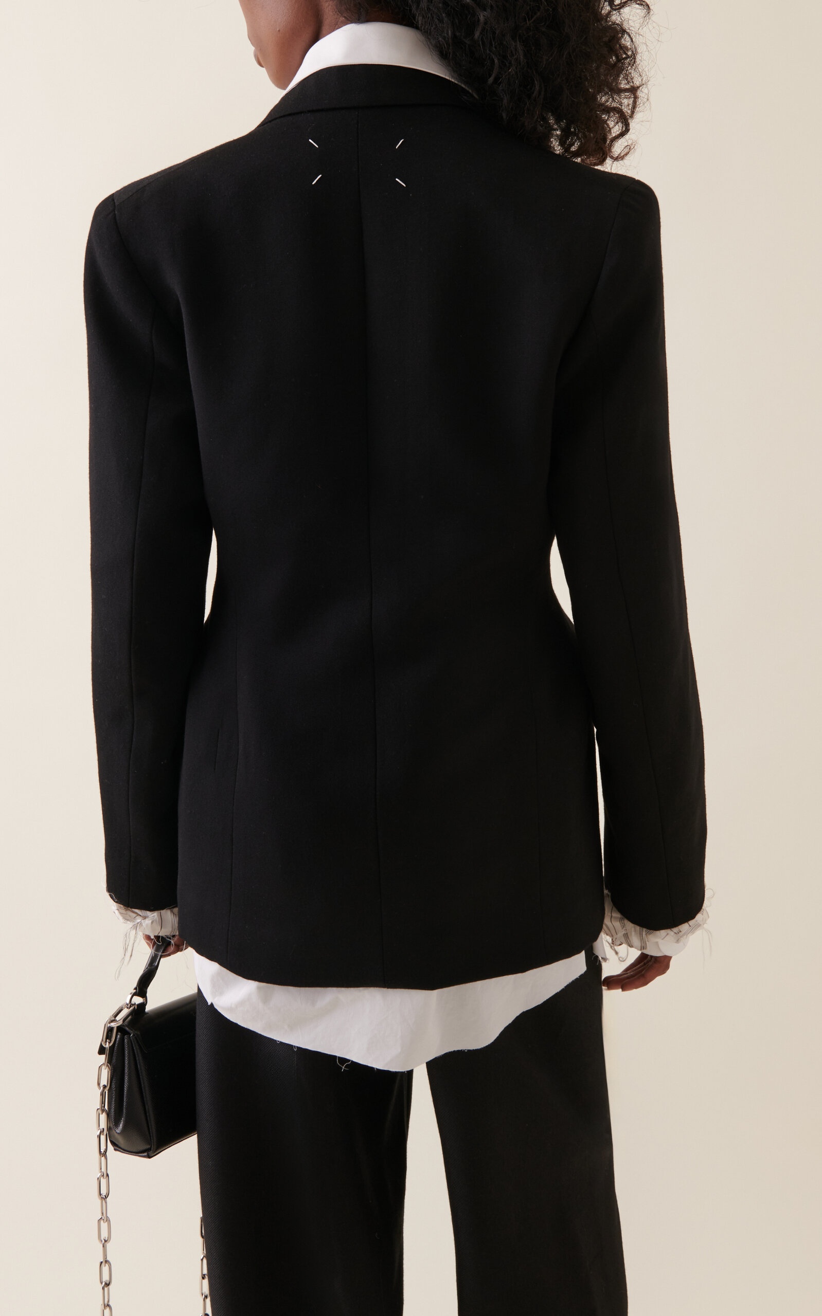 Double-Breasted Wool Blazer black - 4