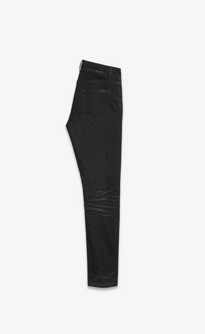 SAINT LAURENT skinny jeans in lightly coated black stretch denim outlook