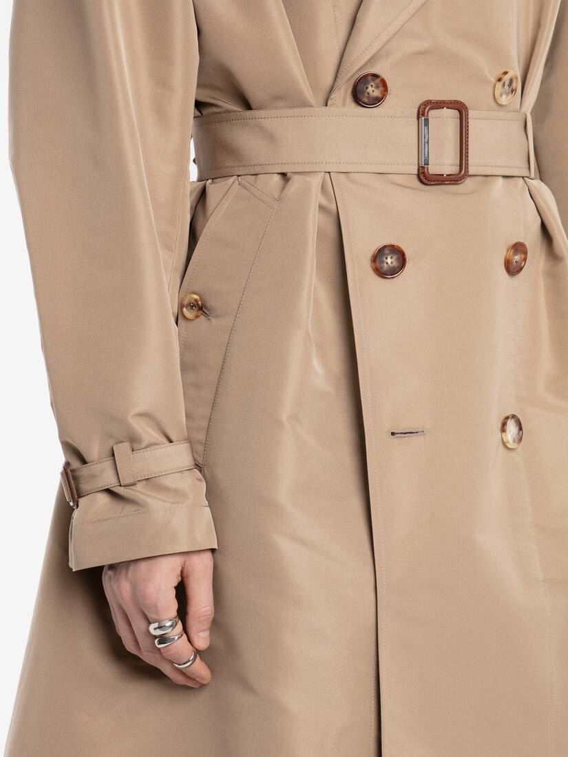 Mcqueen Graffiti Trench Coat in Black/beige - 6
