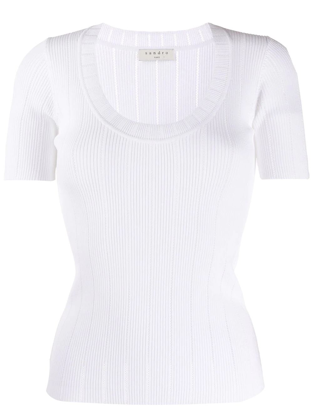 ribbed scoop neck T-shirt - 1