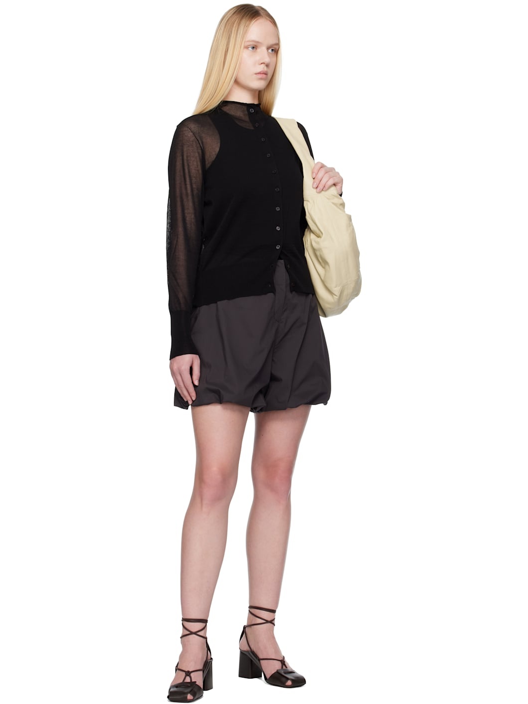 Gray Cotton Volume Shorts - 4