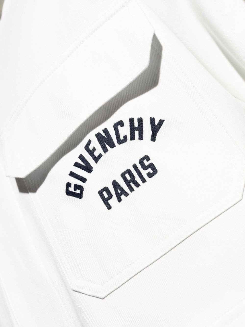 logo-embroidered shirt jacket - 5