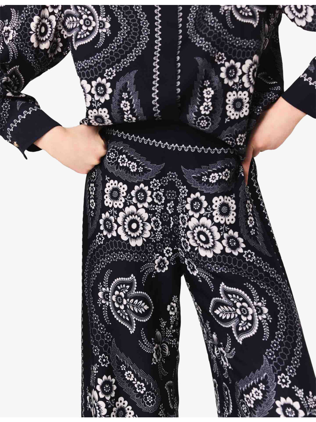 Flowing Paisley-Print Wide-Leg Satin Trousers - 5