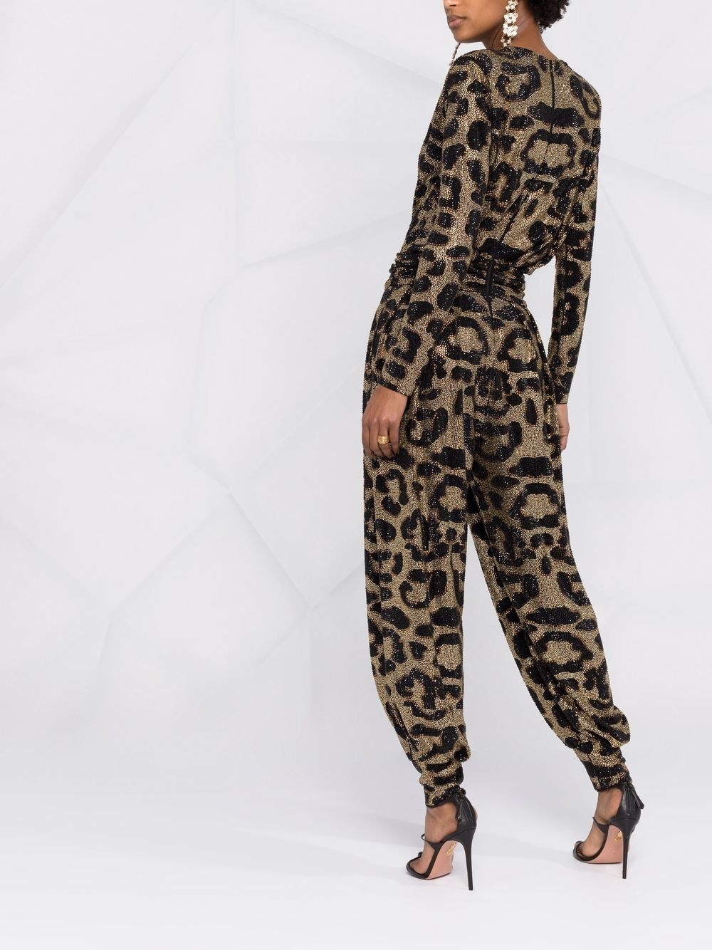 gem-embellished leopard-print jumpsuit - 4