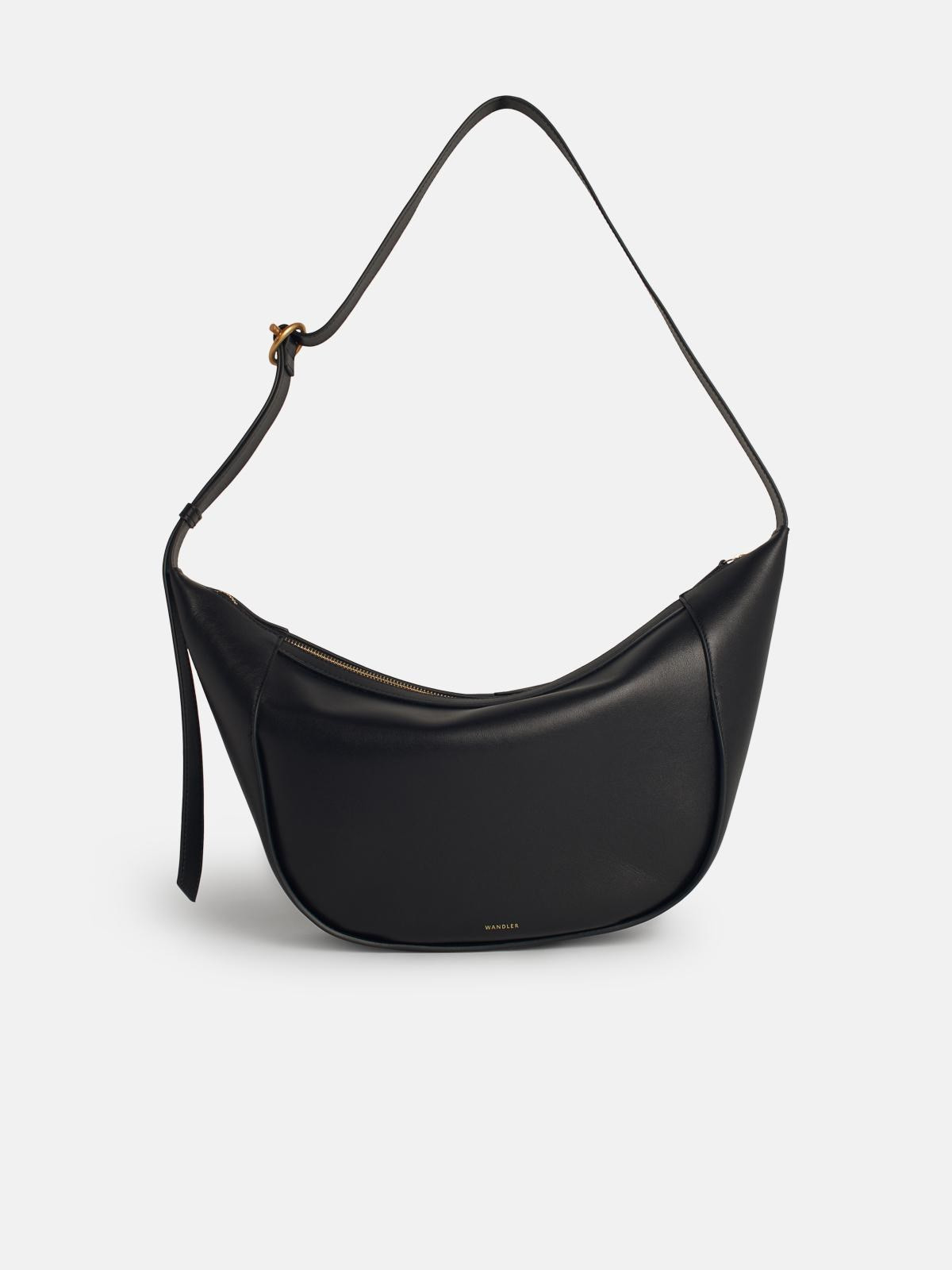 'MAGGIE' BLACK LEATHER CROSSBODY BAG - 3