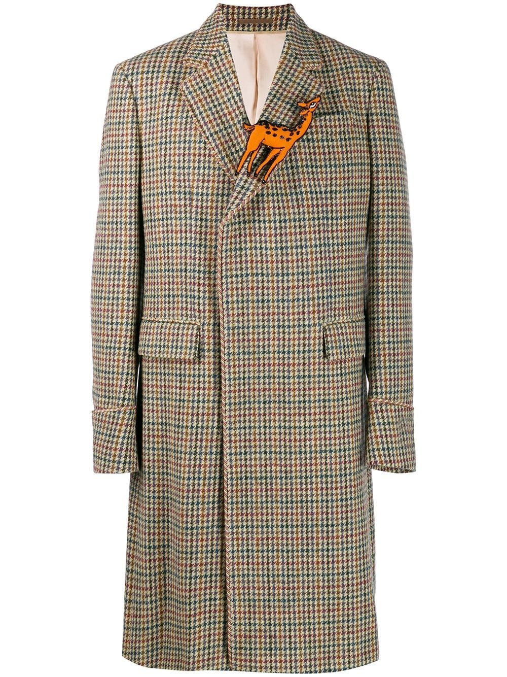 fawn appliqué check coat - 1