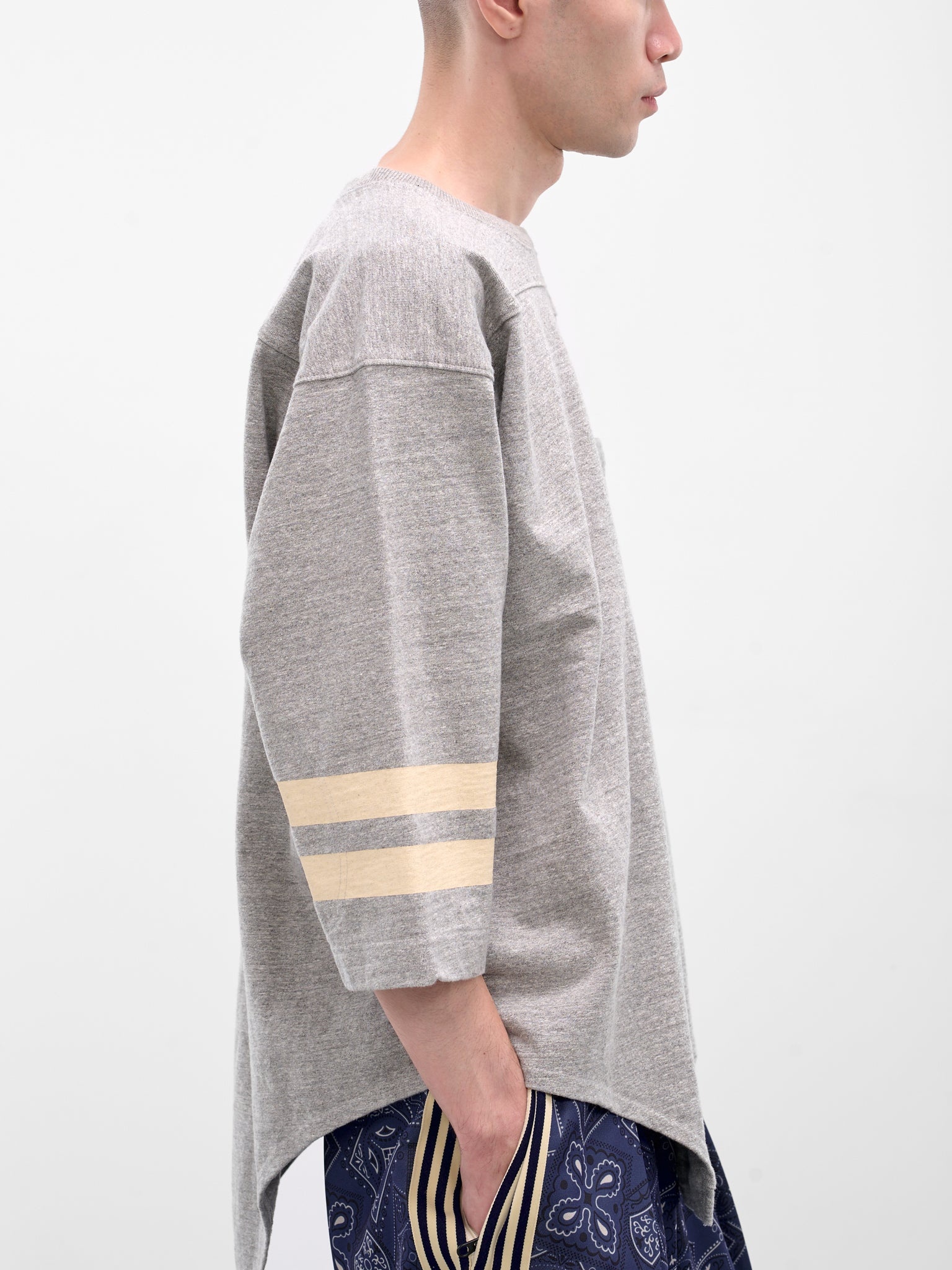 Gray Striped Bodysuit Hem Tee - 5