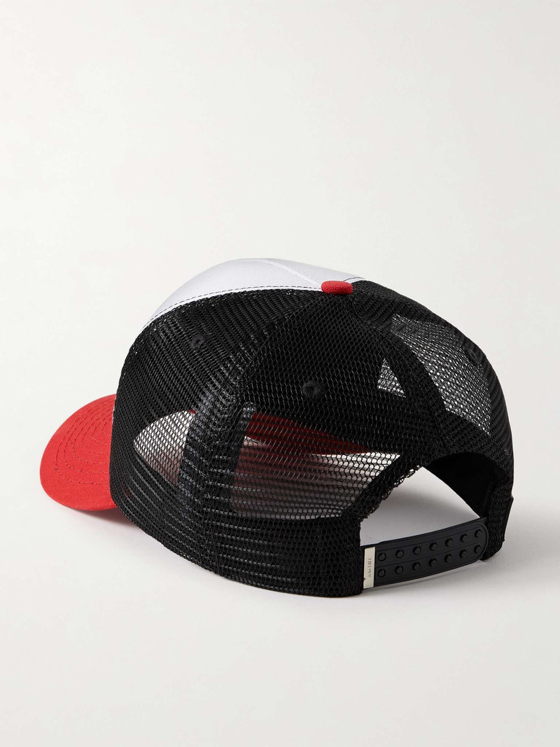 Appliquéd Leather-Trimmed Cotton-Canvas and Mesh Trucker Cap 3