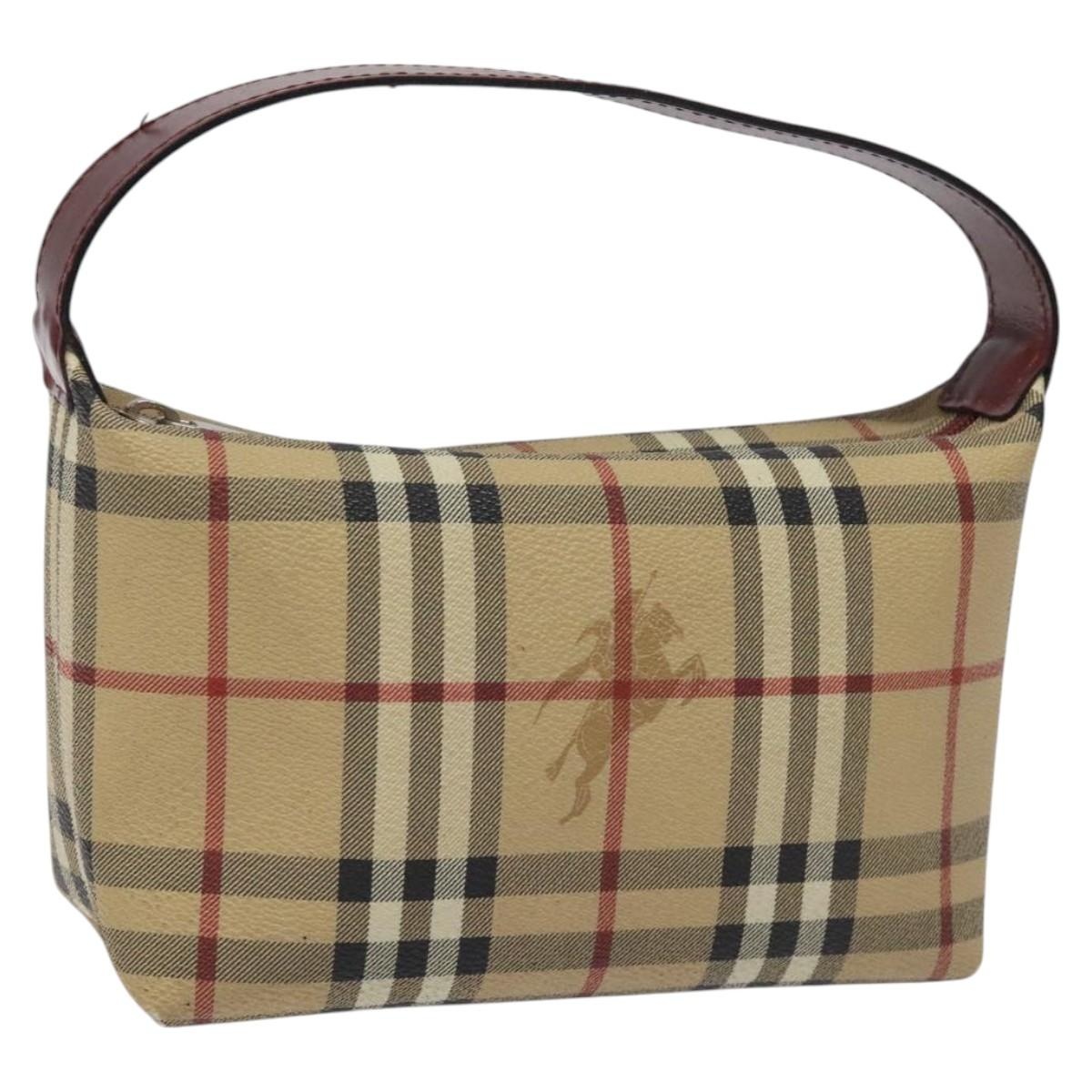 Burberry Nova Check Hand Bag Pvc Beige Silver - 1