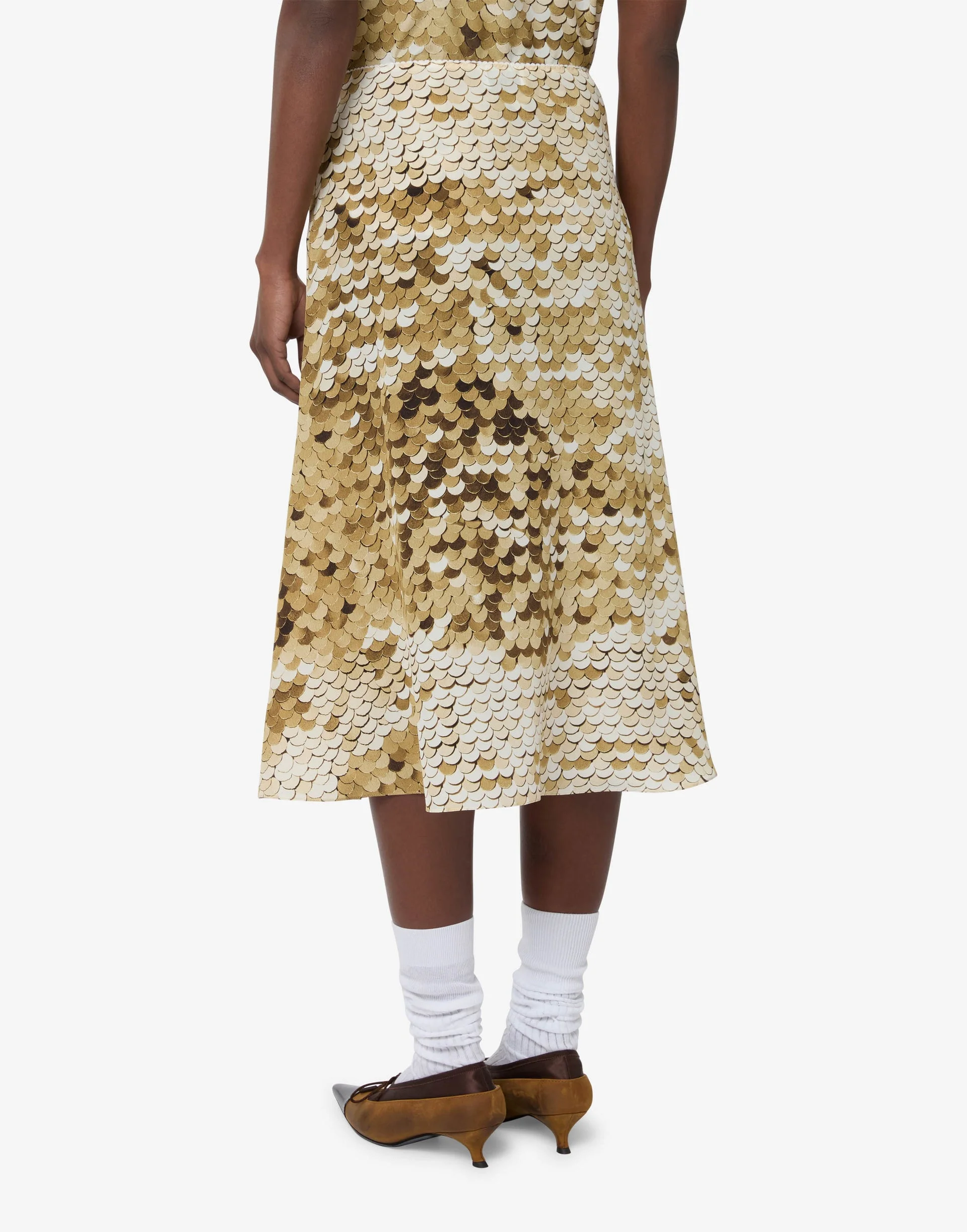 PRINTED SILK CREPE DE CHINE SKIRT - 1