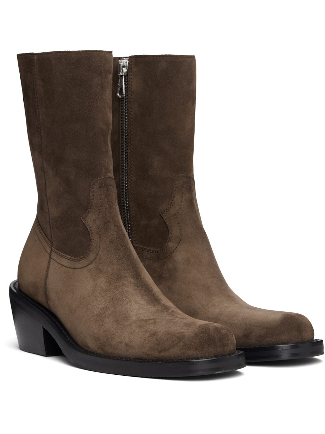 Brown Zip Boots - 4