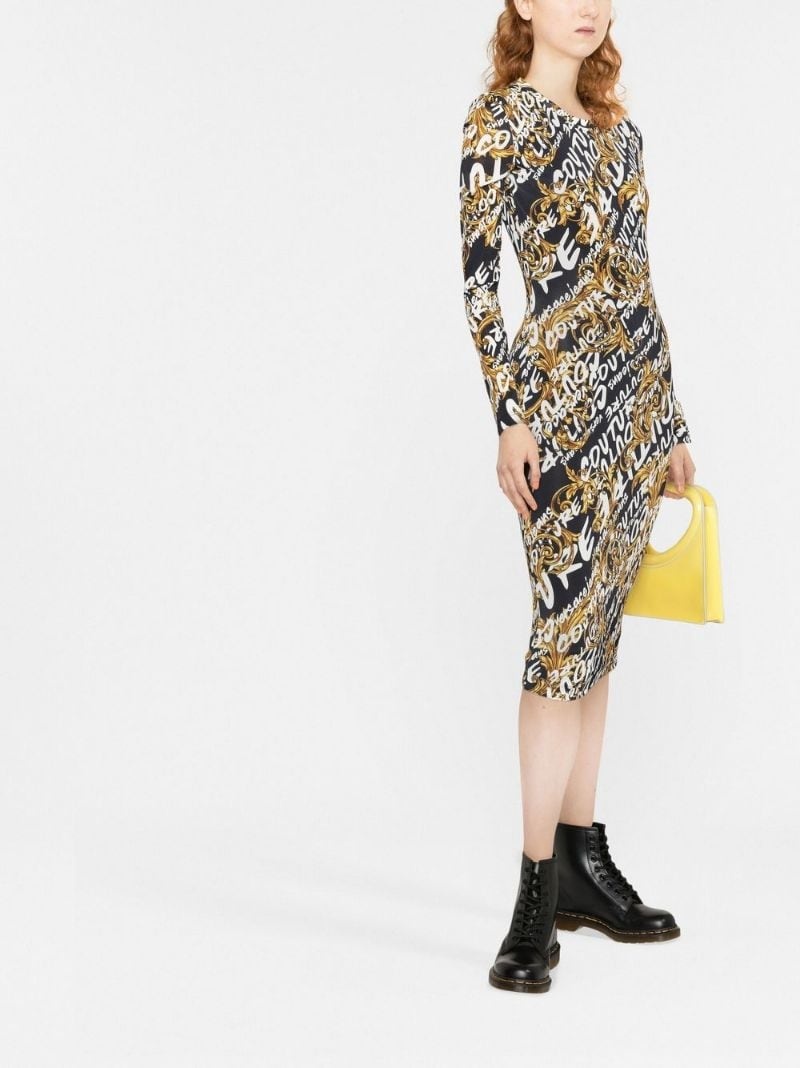 graphic-logo-print midi dress - 4