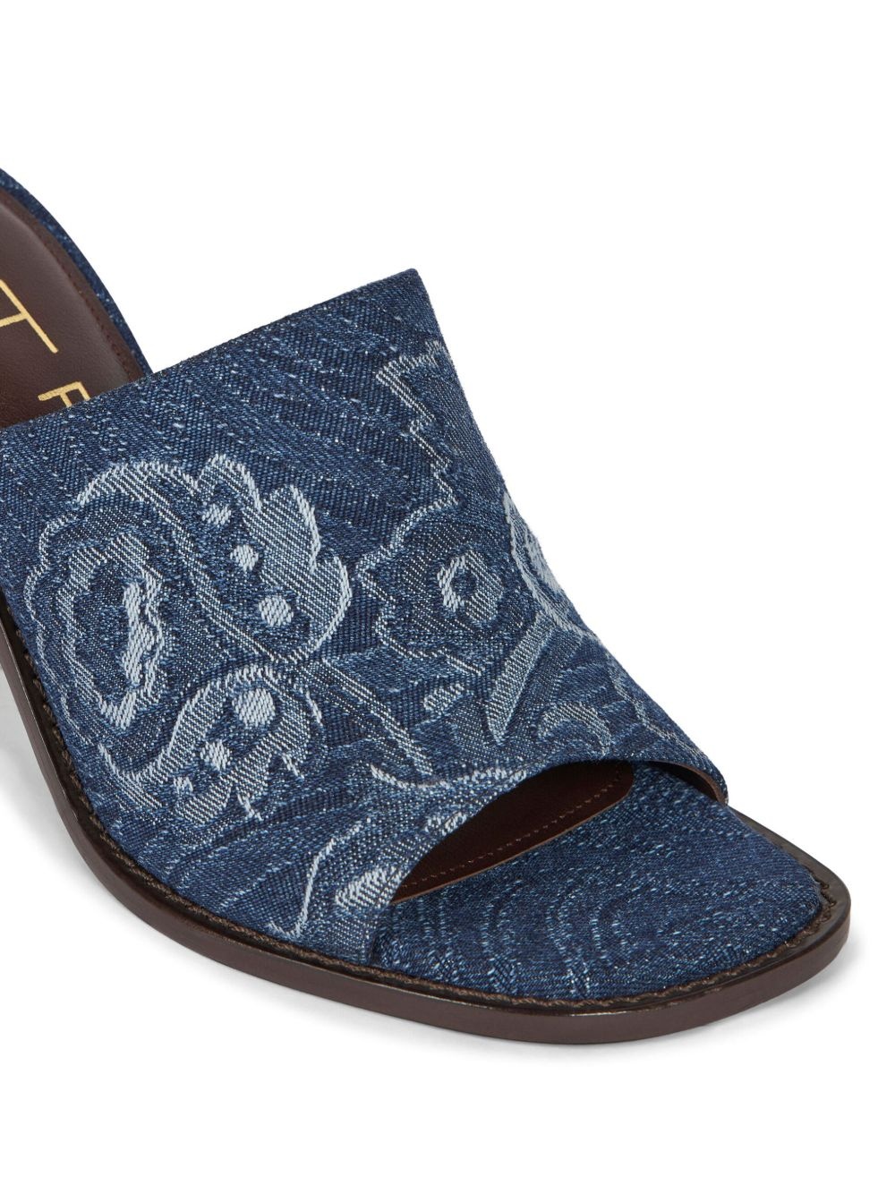 jacquard denim mules - 3