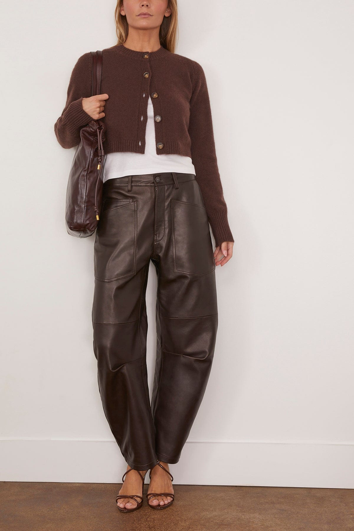 Zephir Cropped Cardigan in Brown - 2
