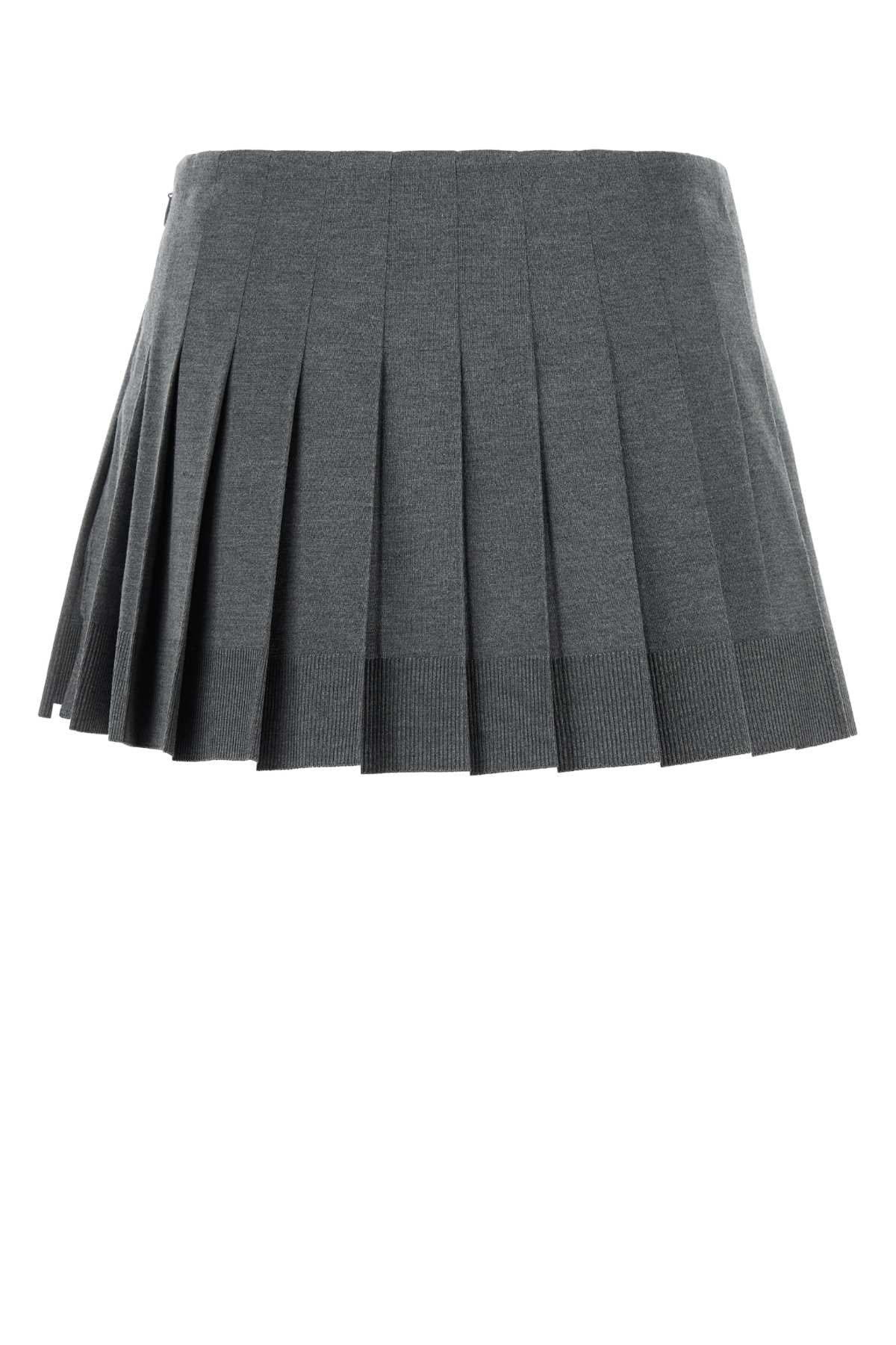 Miu Miu Women Dark Grey Silk Blend Mini Skirt - 2