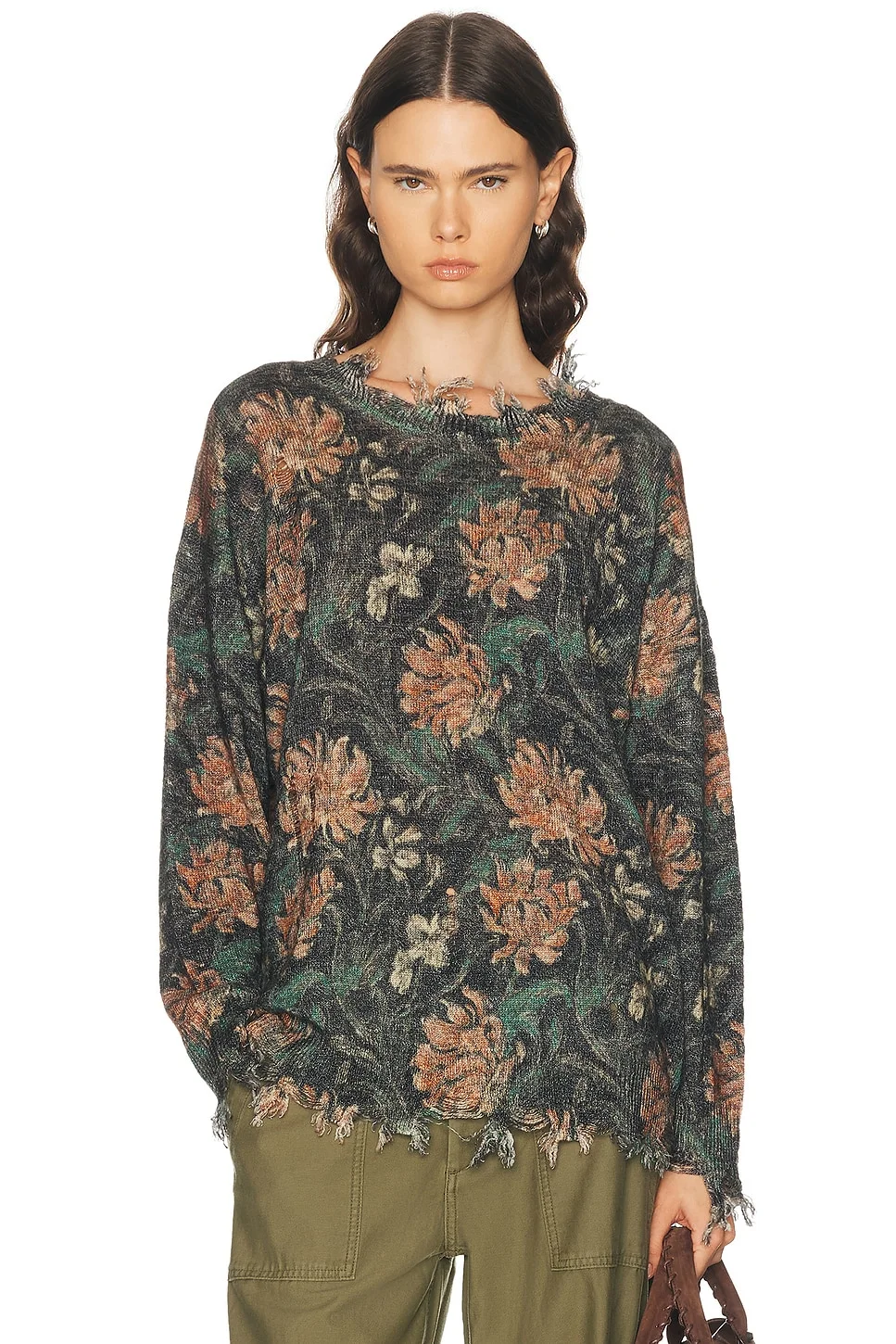 Distressed Edge Crewneck Sweater - 1