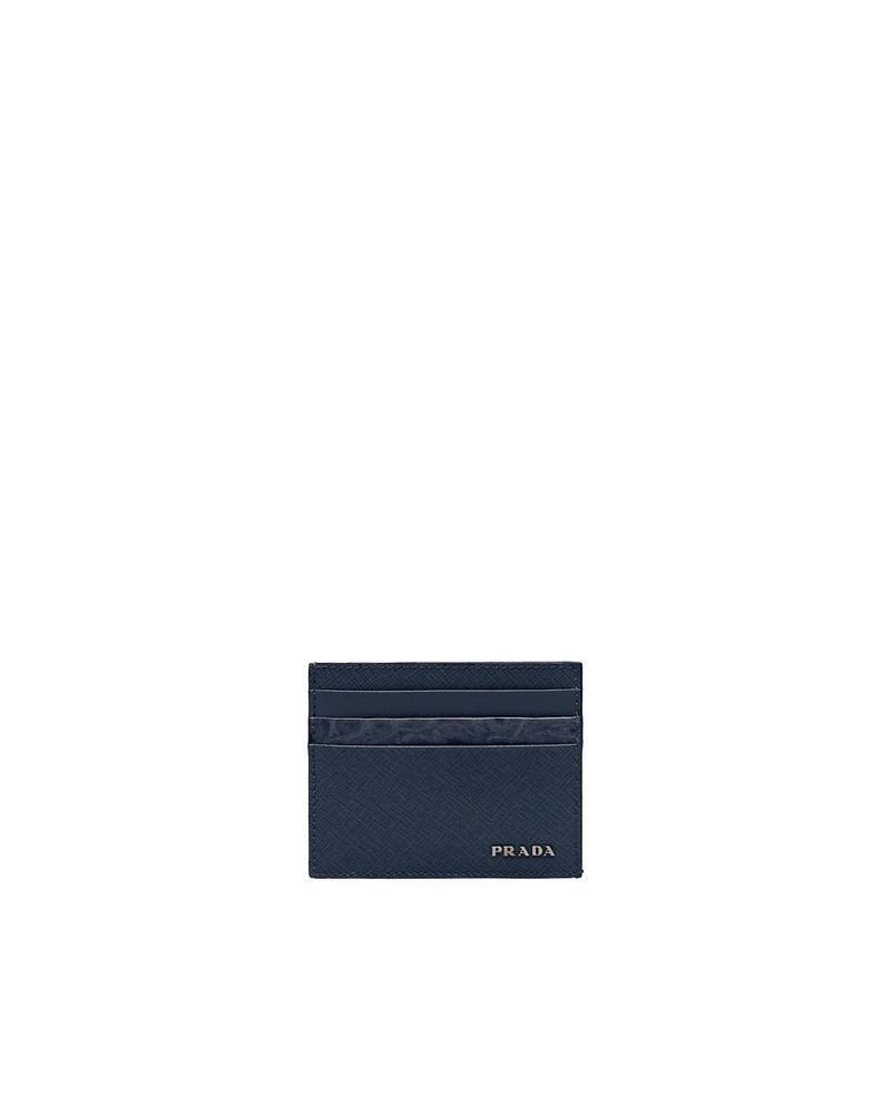 Saffiano and crocodile leather card holder 1