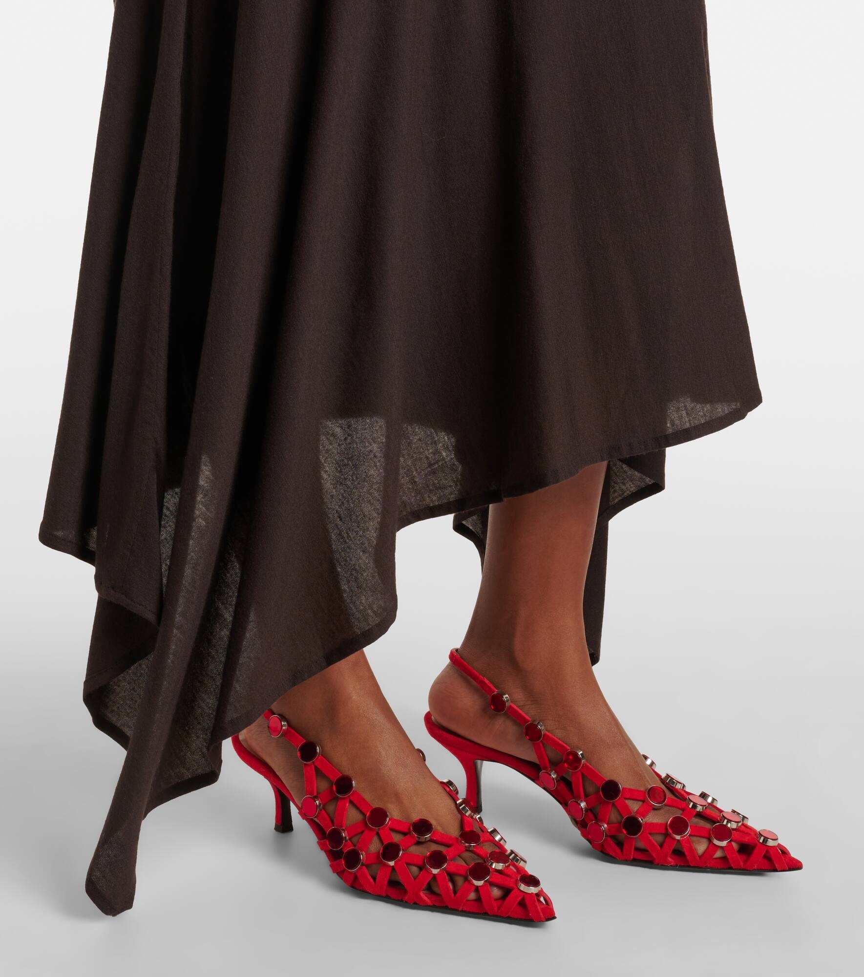 Sheer embroidered tulle midi dress - 6