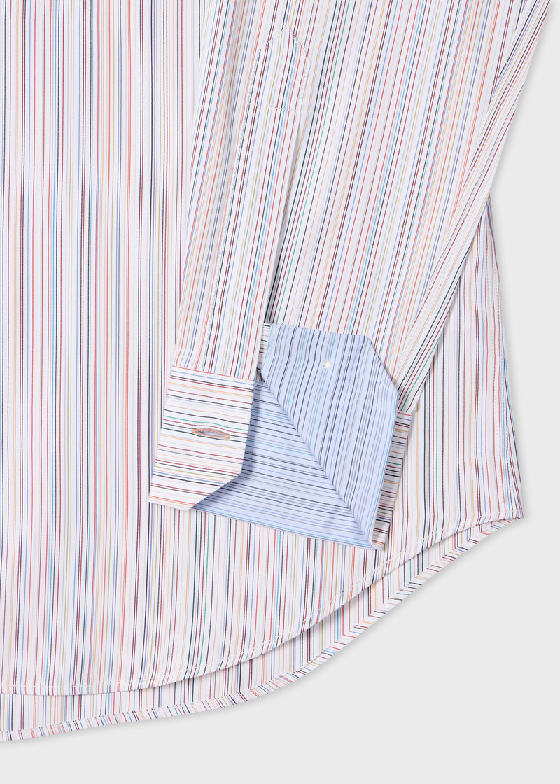 Paul Smith Slim-Fit White 'Signature Stripe' Cotton Shirt outlook