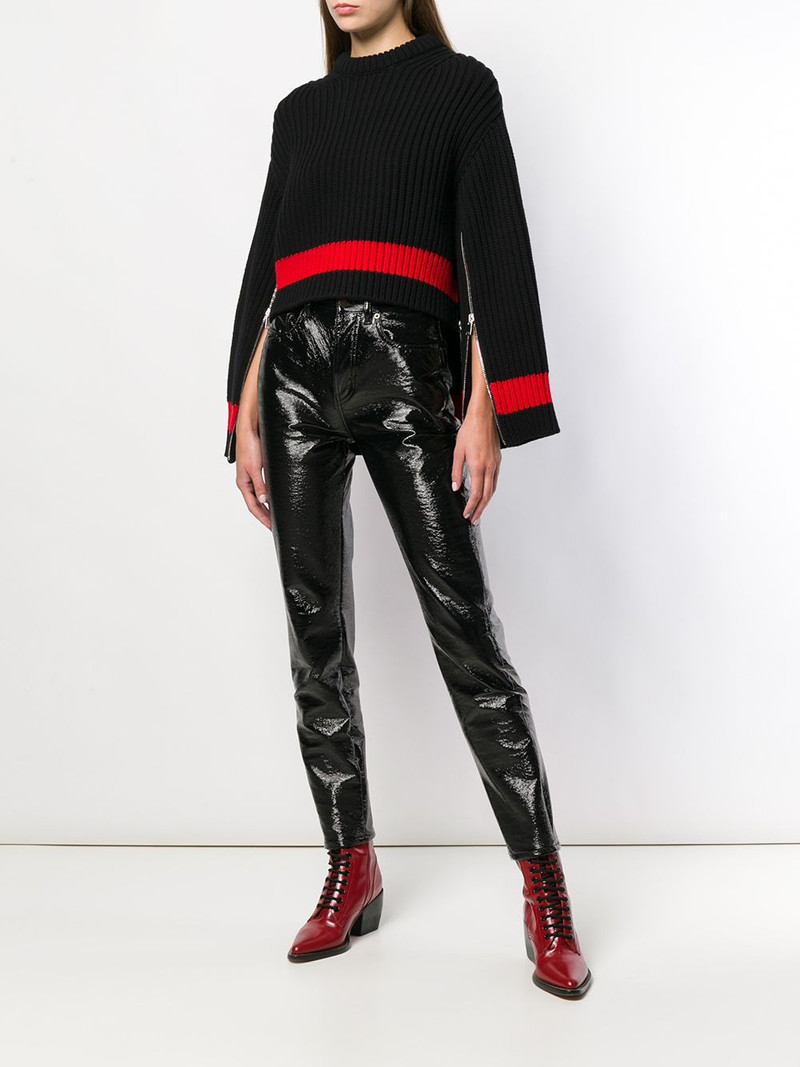 Alexander McQueen zipped sleeves chunky knit sweater outlook