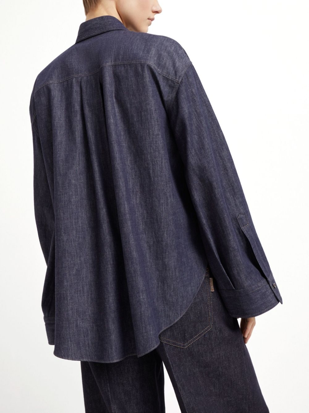 point-collar denim shirt - 4