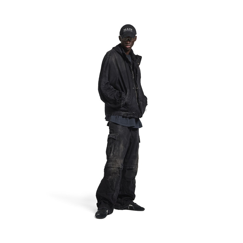 BALENCIAGA Men's Hooded Workwear Jacket in Black outlook