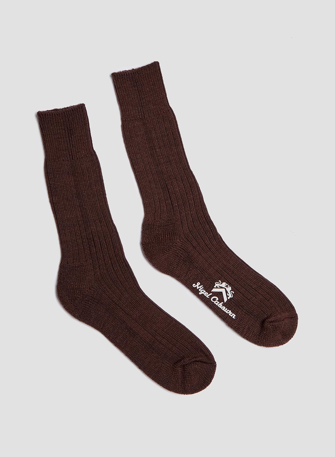 Wool Cushion Sole Crew Sock in Brown - 2