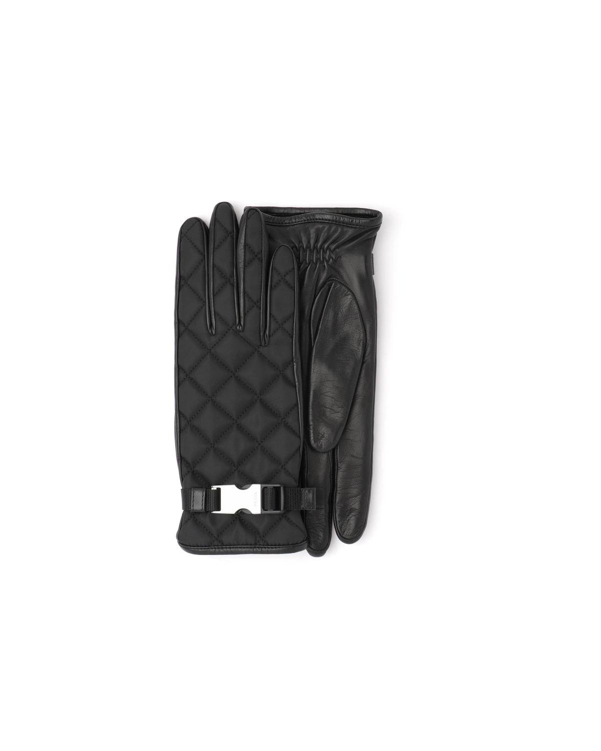 Quilted nylon and nappa leather gloves - 1