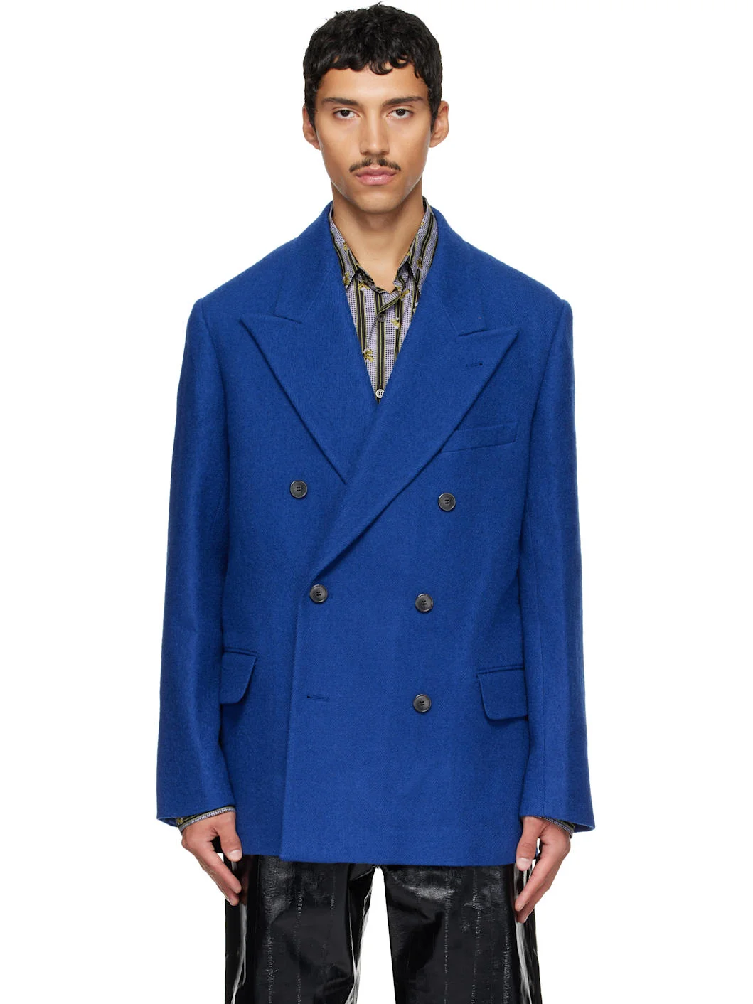 Blue Oversized Wool Blazer - 1