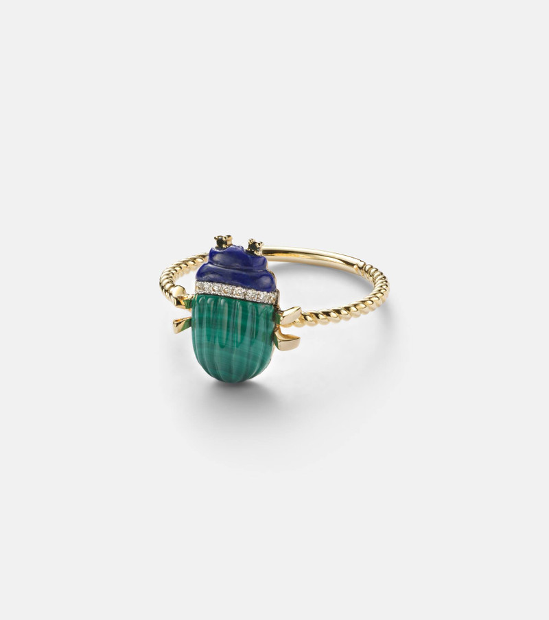 Scarabée Mini 9kt gold ring with gemstones 1