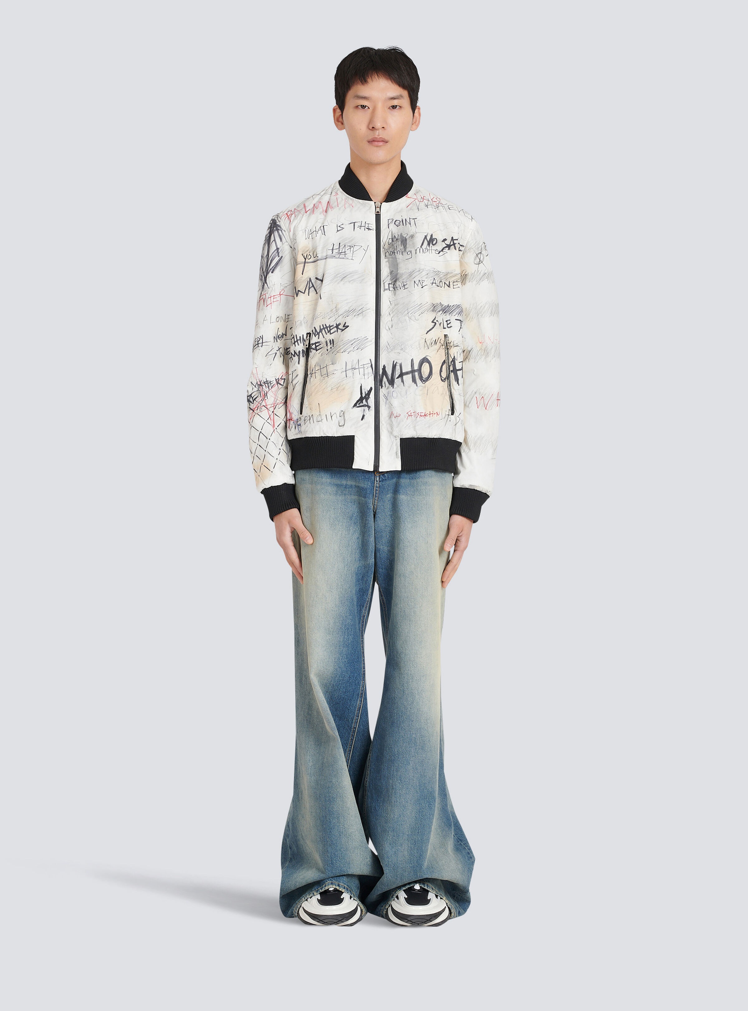 Unisex - Nylon bomber jacket with graffiti print - 4