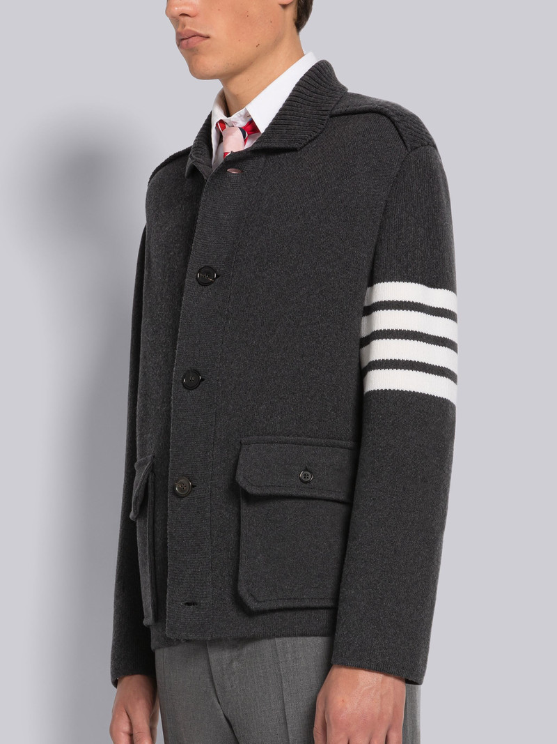 Thom Browne COTTON CASHMERE INTERLOCK 4-BAR POLO COLLAR JACKET outlook