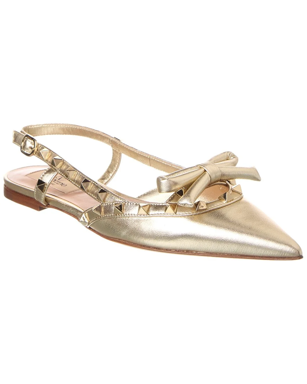 Valentino Rockstud Bow Leather Slingback Ballerina Flat - 1