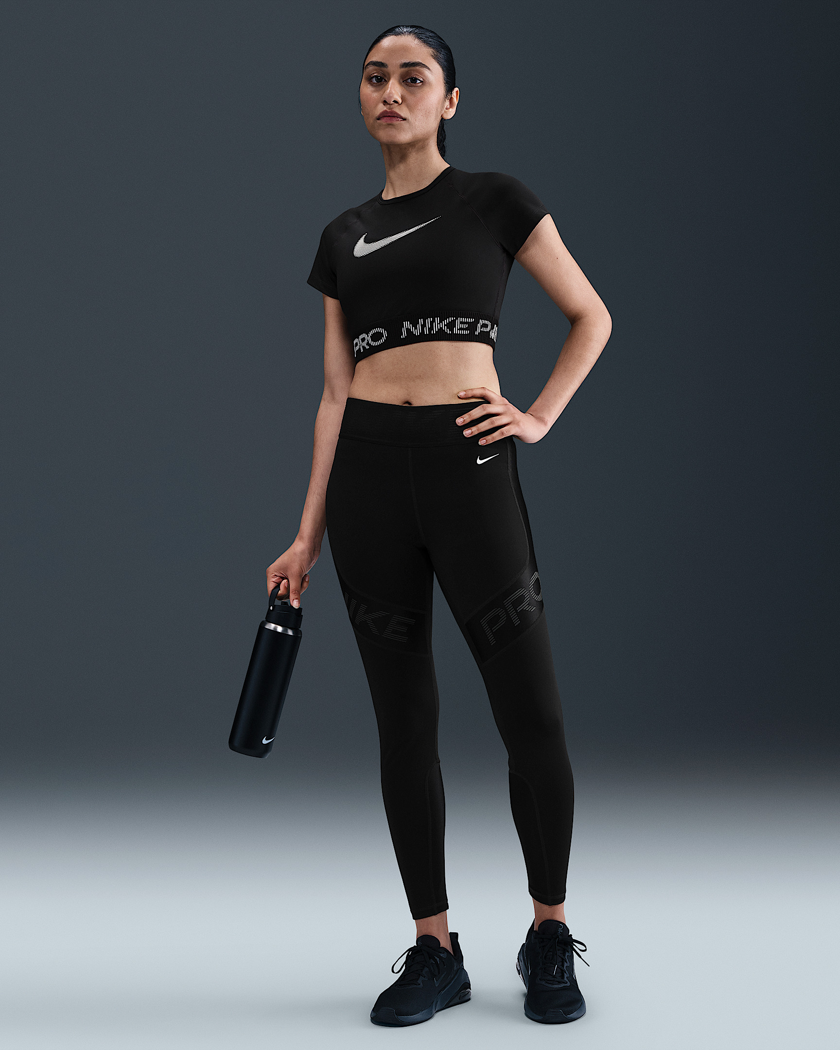 Nike Pro Women's Dri-FIT Short-Sleeve Cropped Graphic Top - 4