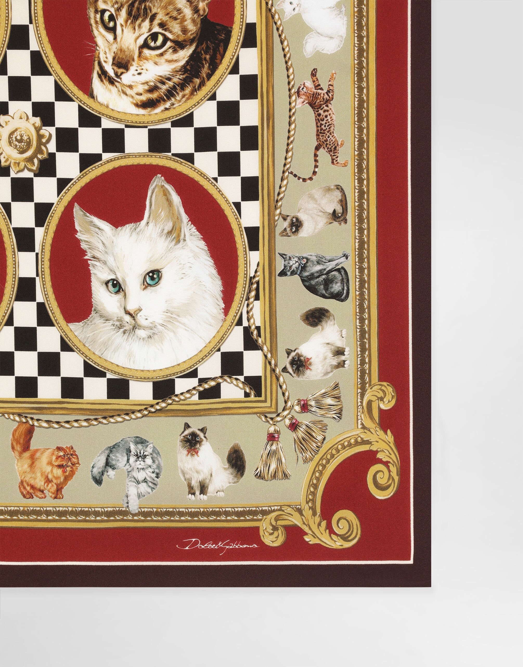 Silk scarf with cat print - 2