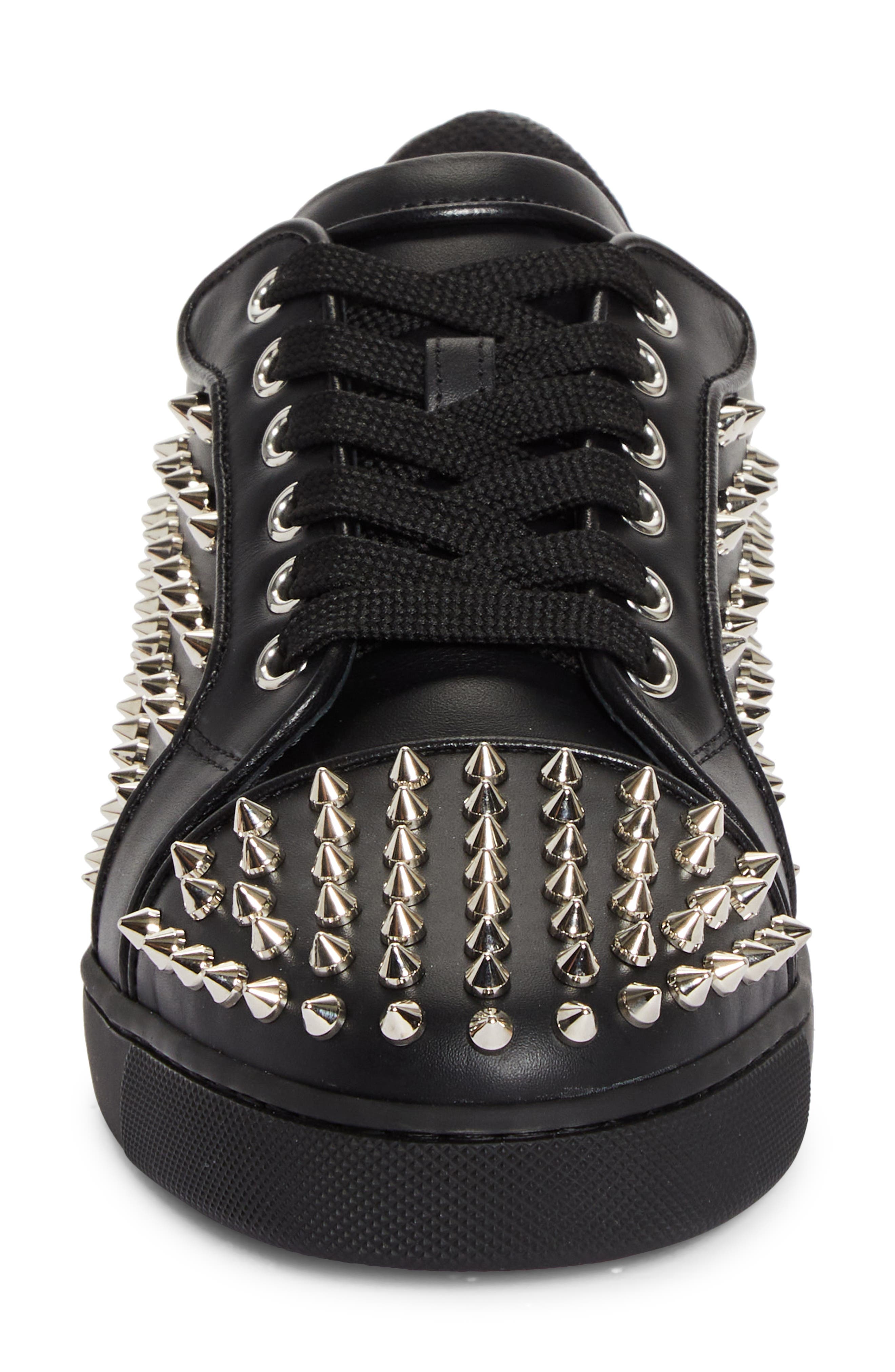 Christian Louboutin Vieira Night Spikes Low Top Sneaker in Black/Silver at Nordstrom - 4
