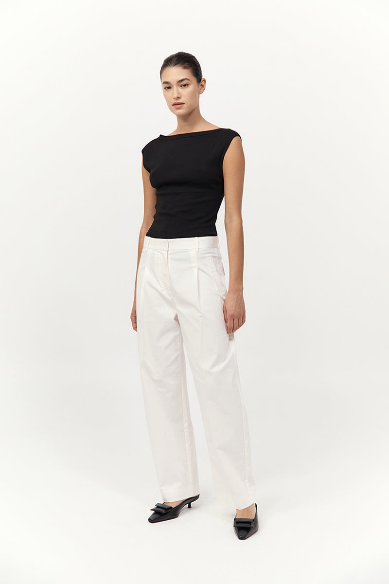 Cotton Barrel Leg Pants - Milk - 3