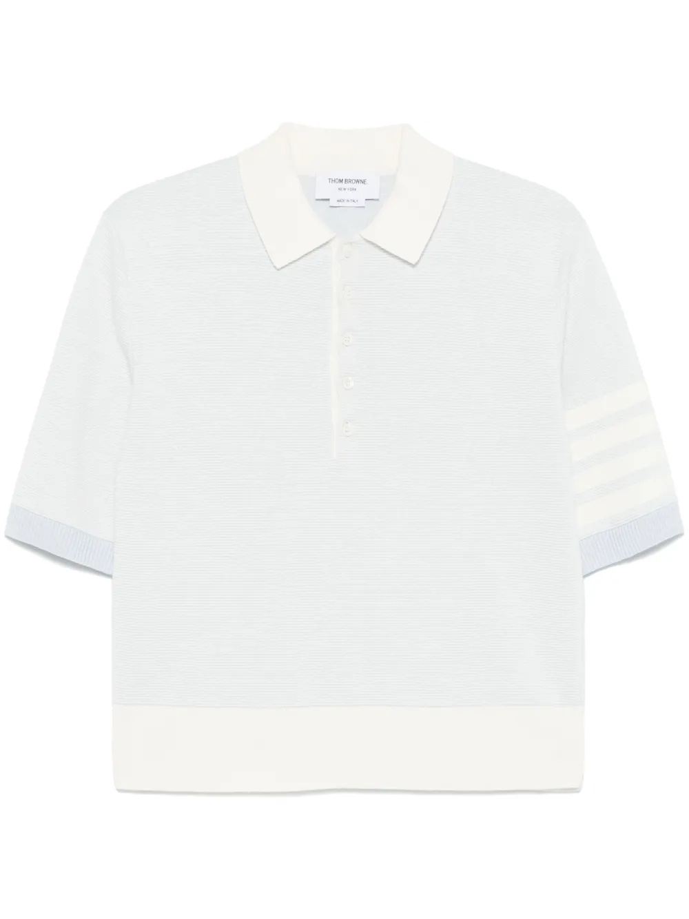 THOM BROWNE - Men Textured Striped Stitch Relaxed Fit Short Sleeve Polo - 3