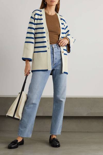 Totême Signature striped wool and organic cotton-blend cardigan outlook