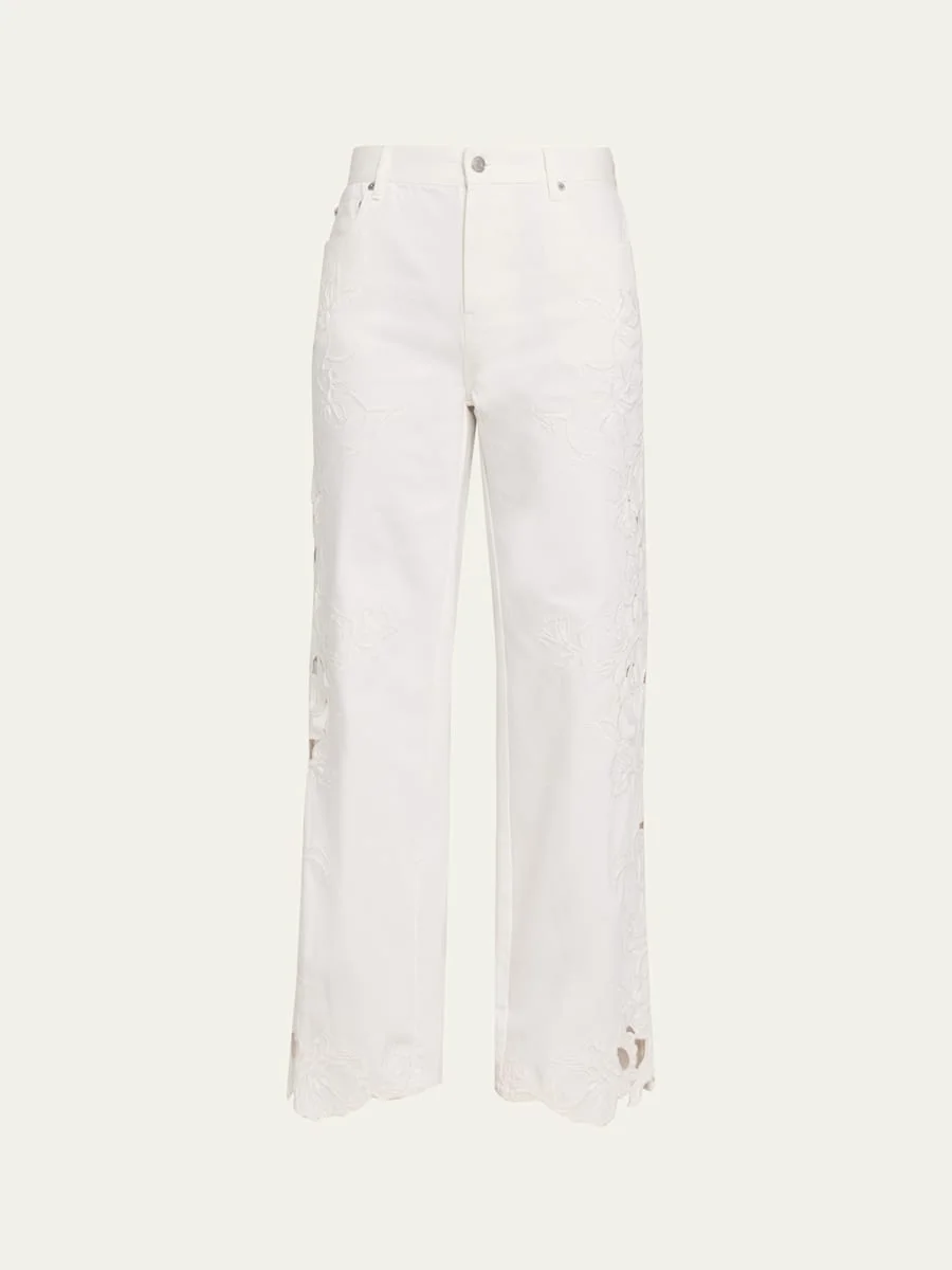 Porter Floral Embroidered Jeans - 1
