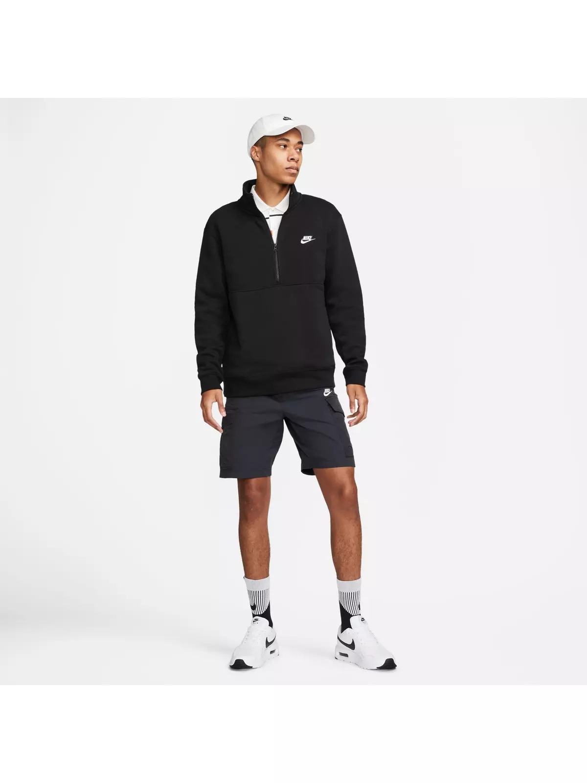 Men's Sportswear Brushed-Back 1/2-Zip Pullover-Black - 12