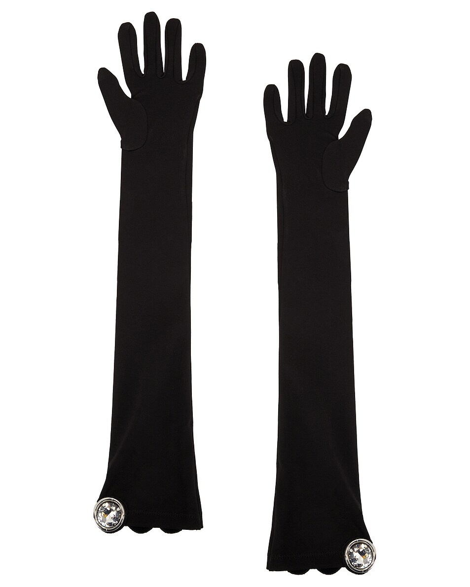 Crystal Stone Patch Long Gloves - 2
