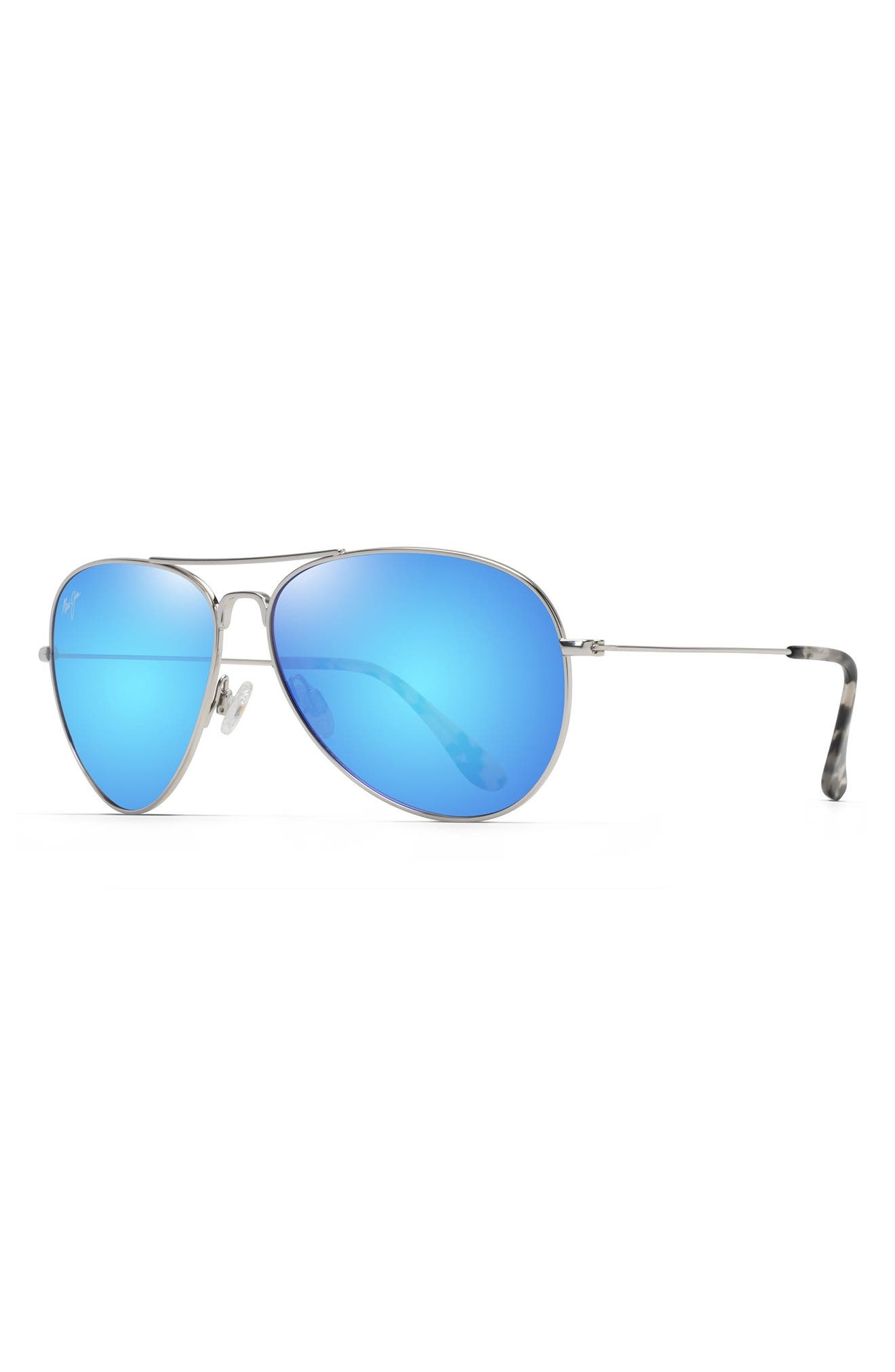 Maui Jim Mavericks 61mm Polarized Oversize Aviator Sunglasses in Silver/Blue Hawaii at Nordstrom - 2